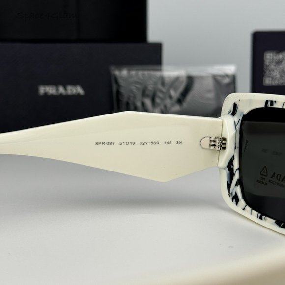 NEW Prada PR08YS 02V5S0 White Havana Black Gray Cat Eye Unisex Sunglasses - Picture 5 of 13